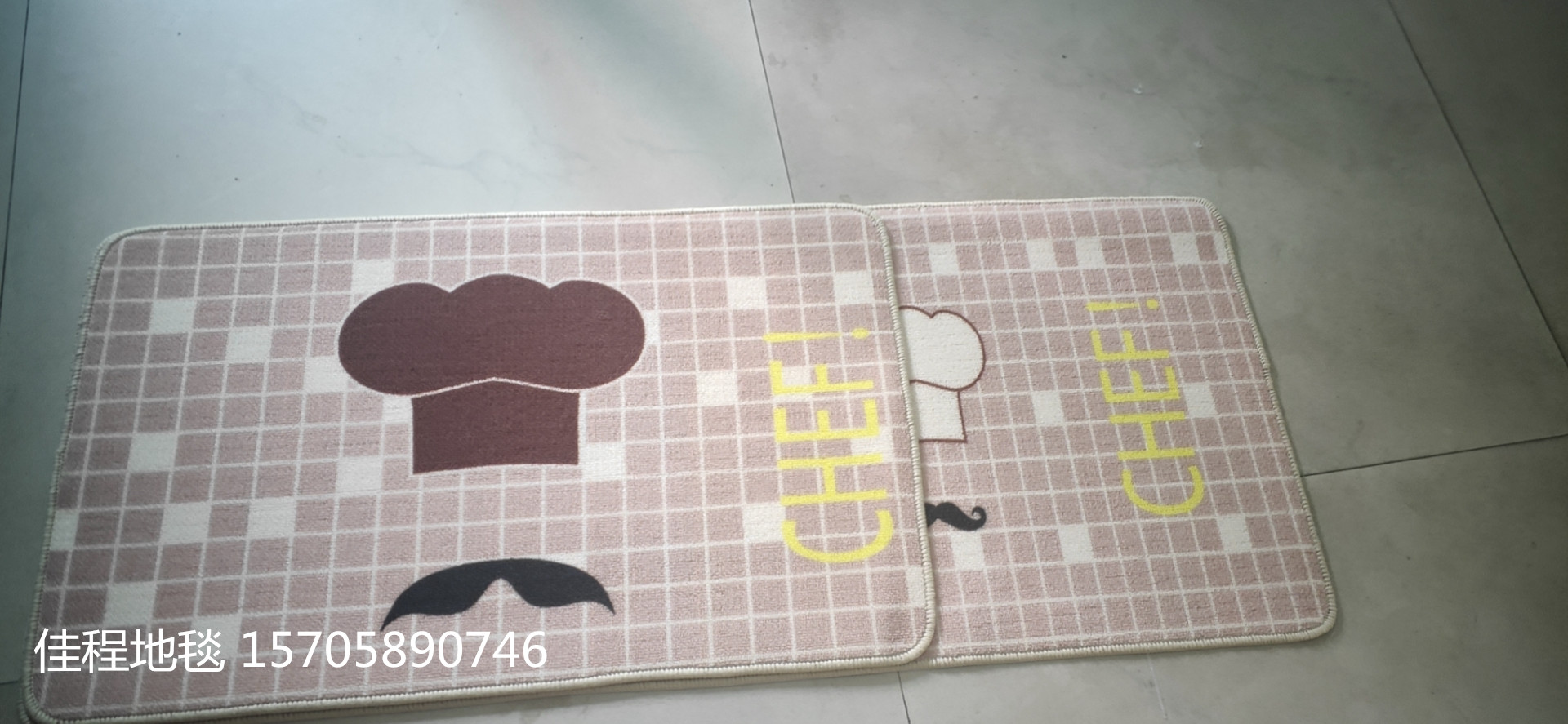 TPR Velvet Printed Kitchen 2-Piece Kitchen Combination Floor Mat Non-Slip Mat HD Printing Pad Kitchen Floor Mat