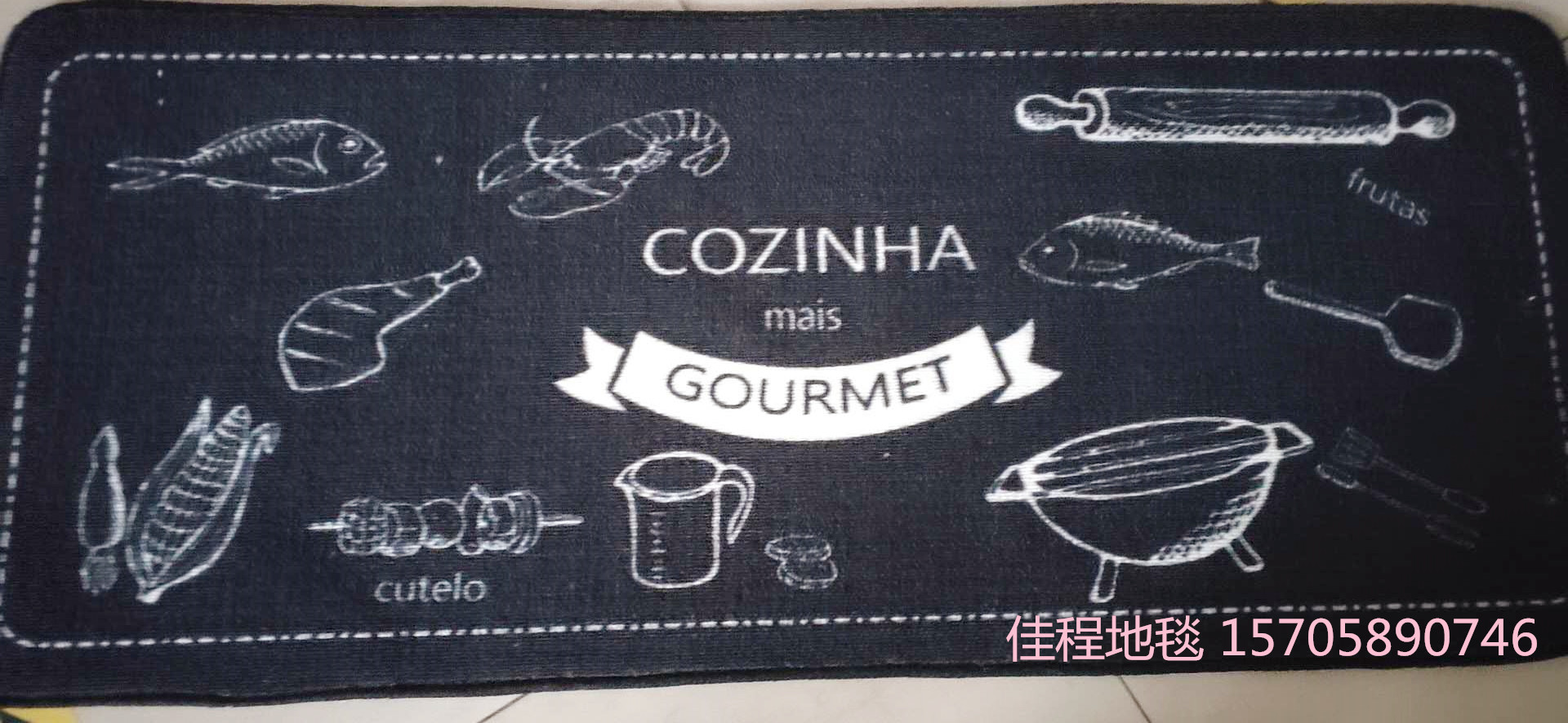 TPR Velvet Printed Kitchen 2-Piece Kitchen Combination Floor Mat Non-Slip Mat HD Printing Pad Kitchen Floor Mat