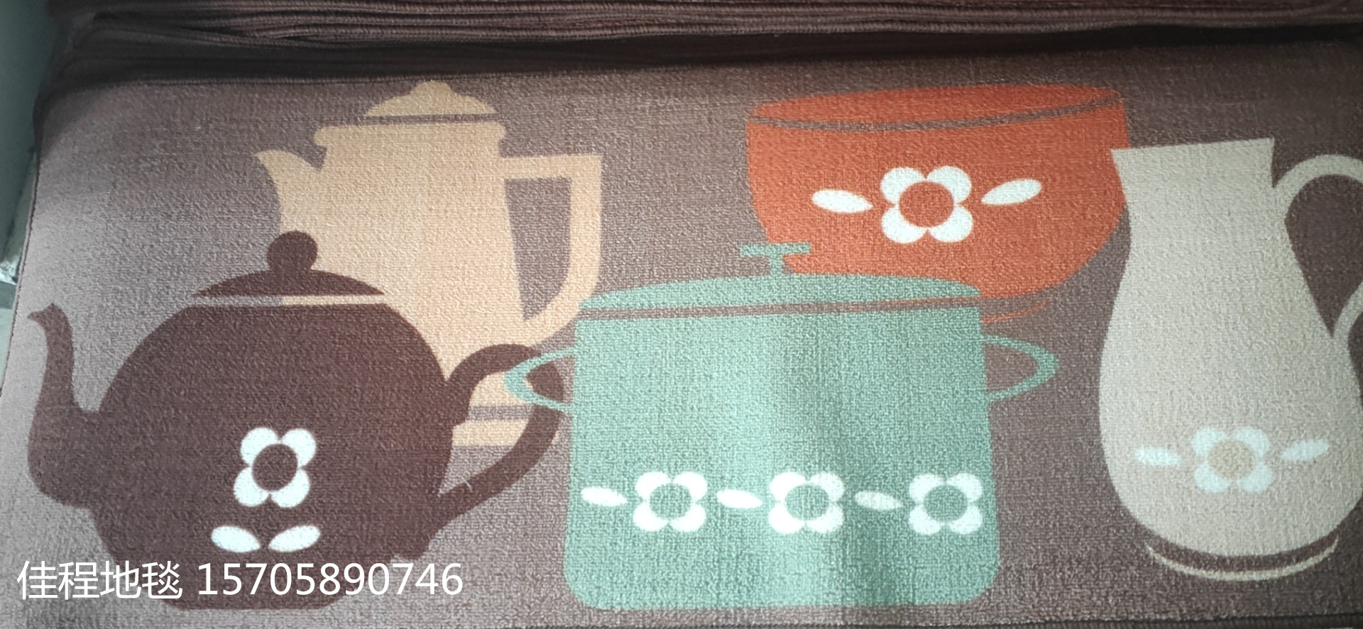 TPR Velvet Printed Kitchen 2-Piece Kitchen Combination Floor Mat Non-Slip Mat HD Printing Pad Kitchen Floor Mat