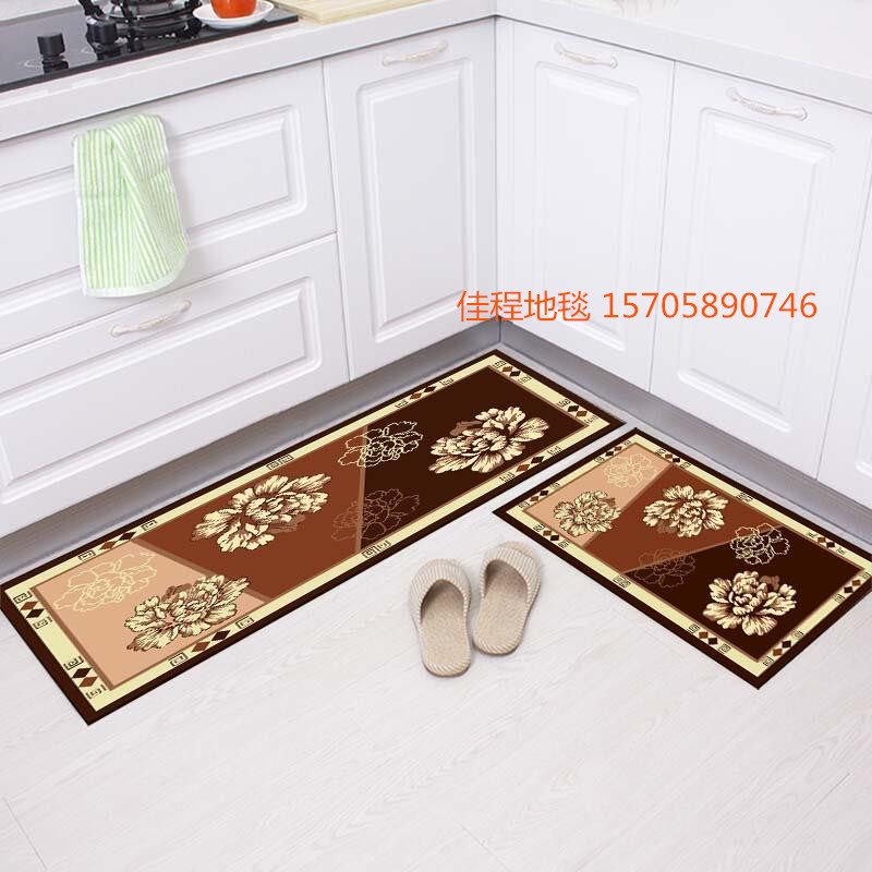TPR Velvet Printed Kitchen 2-Piece Kitchen Combination Floor Mat Non-Slip Mat HD Printing Pad Kitchen Floor Mat