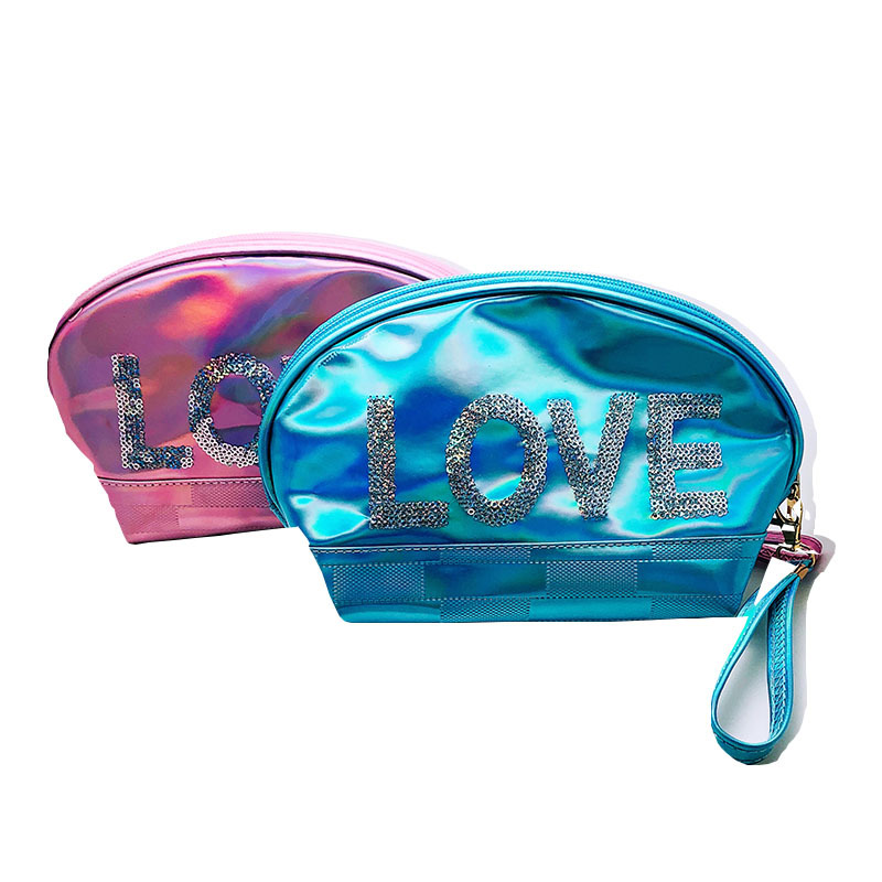 Exclusive for Cross-Border Cosmetic Bag Sequined Lei Se Gradient Logo Custom Spot Wash Bag Storage Bag Factory Direct Sales