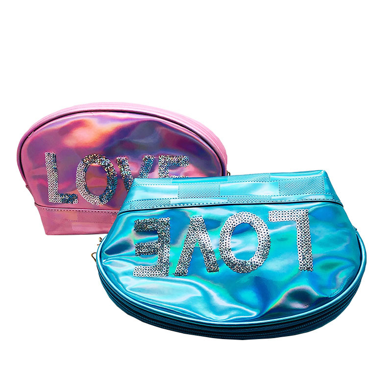Exclusive for Cross-Border Cosmetic Bag Sequined Lei Se Gradient Logo Custom Spot Wash Bag Storage Bag Factory Direct Sales