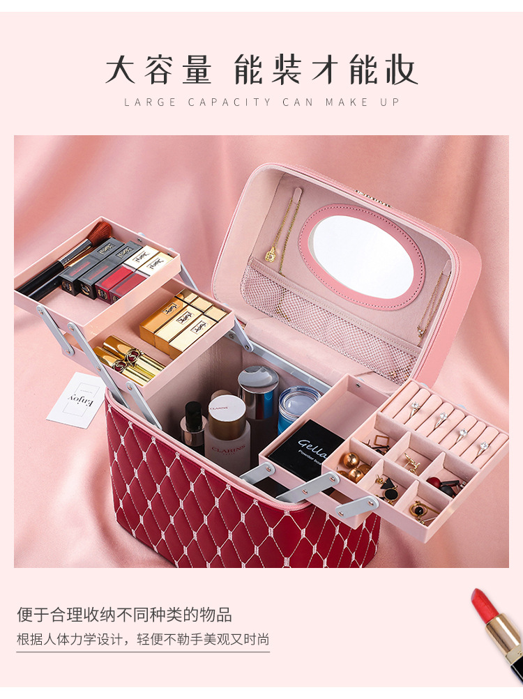 Exclusive for Cross-Border Fashionable Cosmetic Bag Travel Cosmetic Case Portable Jewelry Box Cosmetics Striped Storage Bag Exclusive for Cross-Border Fashionable Cosmetic Bag Travel Cosmetic Case Portable Jewelry Box Cosmetics Striped Storage Bag