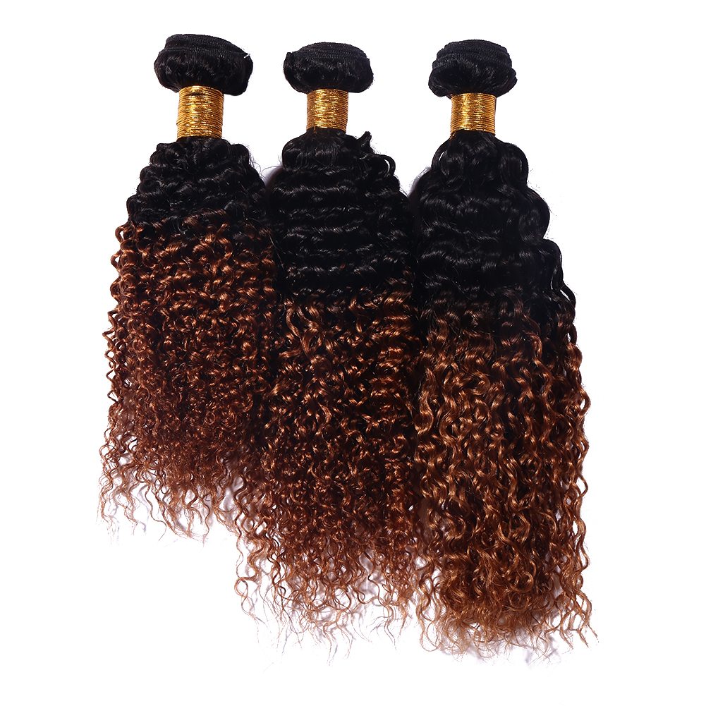Brazilian Hair kinky Wave Natural Color Remy Human Hair Weave Bundles Extension