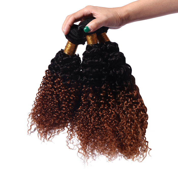 Brazilian Hair kinky Wave Natural Color Remy Human Hair Weave Bundles Extension