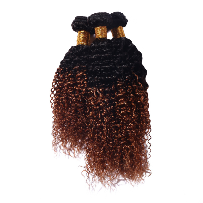 Brazilian Hair kinky Wave Natural Color Remy Human Hair Weave Bundles Extension