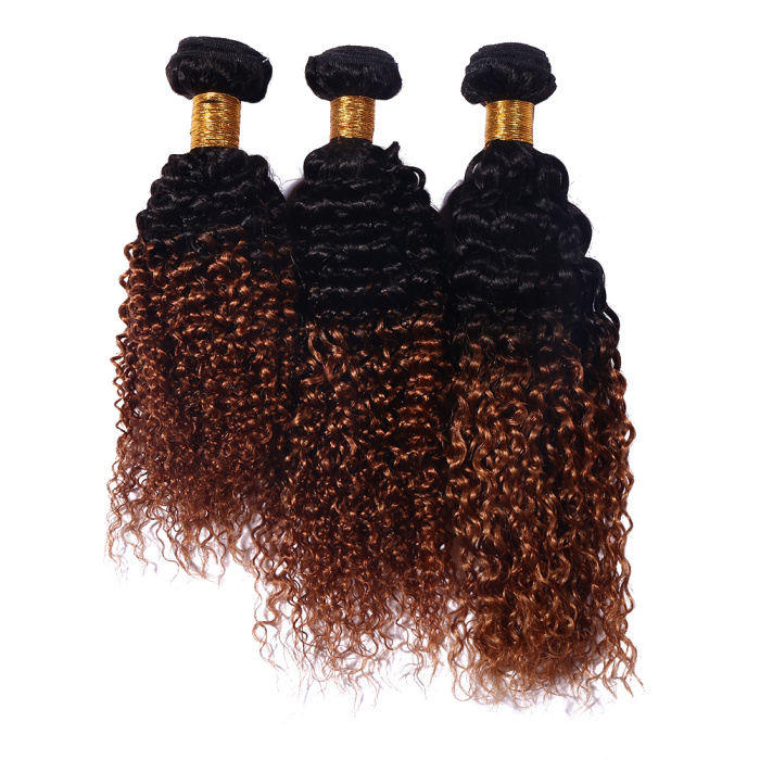 Brazilian Hair kinky Wave Natural Color Remy Human Hair Weave Bundles Extension