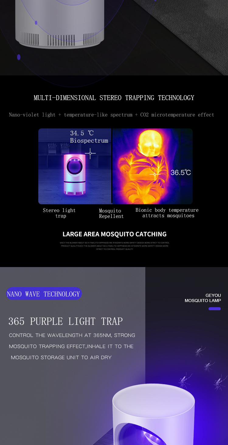 Photocatalyst Mosquito Killing Lamp Bedroom Suction Led Mute Mosquito Trap Lamp Household Mosquito Killer Lamp