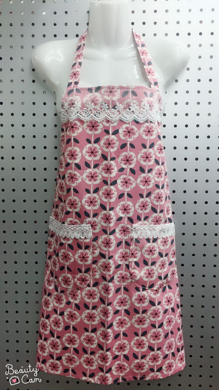 Korean high-end fashion lace halter neck anti-fouling baking home printing apron