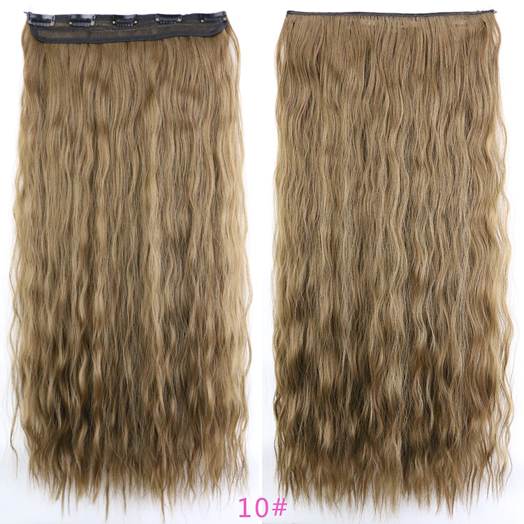 Wig Women's 5 Clip Clip Five Clip Hair Piece Corn Curler Hair Extension Hair Piece Wig European and American Foreign Trade Cross-Border Instant Noodles Curly Hair Wig Women's 5 Clip Clip Five Clip Hair Piece Corn Curler Hair Extension Hair Piece Wig European and American Foreign Trade Cross-Border Instant Noodles Curly Hair