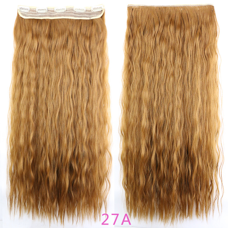 Wig Women's 5 Clip Clip Five Clip Hair Piece Corn Curler Hair Extension Hair Piece Wig European and American Foreign Trade Cross-Border Instant Noodles Curly Hair Wig Women's 5 Clip Clip Five Clip Hair Piece Corn Curler Hair Extension Hair Piece Wig European and American Foreign Trade Cross-Border Instant Noodles Curly Hair