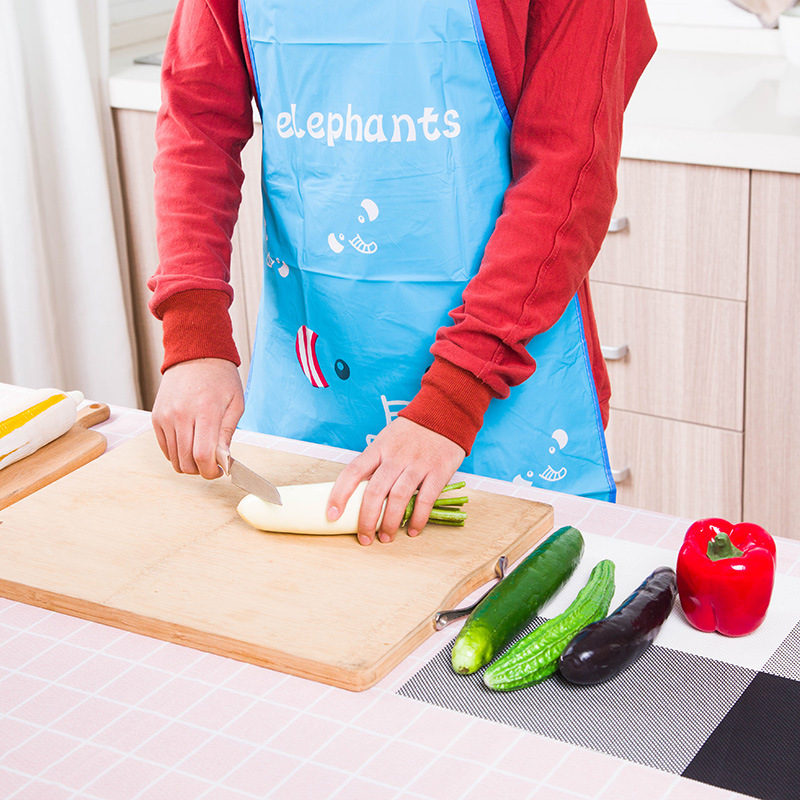Cartoon Kitchen Half-Length Apron PVC Waterproof Antifouling Apron Cute Oil-Proof Sleeveless Apron