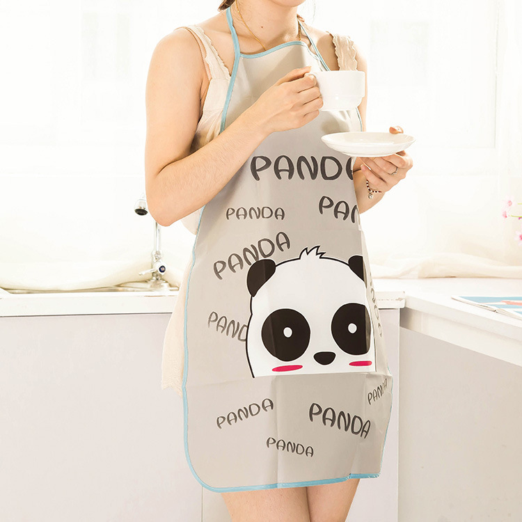 Cartoon Kitchen Half-Length Apron PVC Waterproof Antifouling Apron Cute Oil-Proof Sleeveless Apron