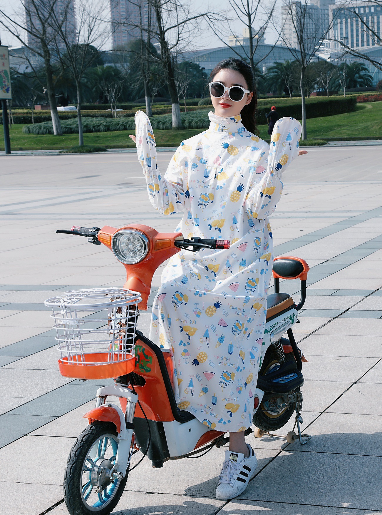 Electric car sunblock clothing whole body long style sunblock shawl woman bike sunblock clothing cotton whole body extension hair substitute
