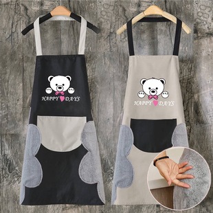 Factory Direct Sales Bear Head Waterproof and Oilproof Apron Home Kitchen with Hand-Wiping Apron Cafe Work Clothes Overclothes