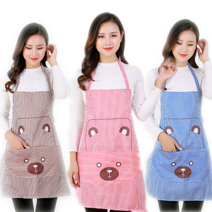 Factory Direct Sales Bear Head Waterproof and Oilproof Apron Home Kitchen with Hand-Wiping Apron Cafe Work Clothes Overclothes
