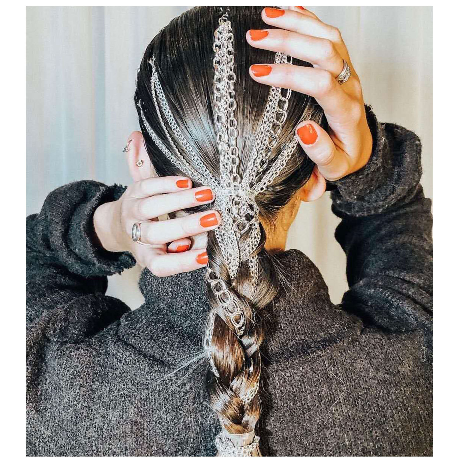 Europe and America Cross Border Wig Extension Chain Silver-Plated Tassel Hair Chain Headdress Head Chain BB Clip 11230