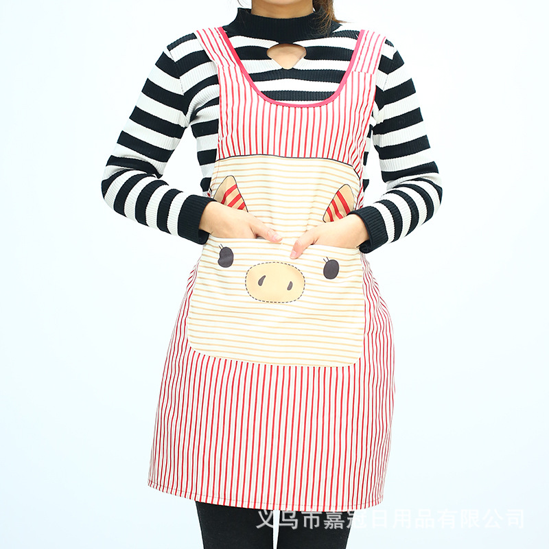 The Korean version of the lady with a wide apron and pocket lady all cotton household apron customized logo manufac