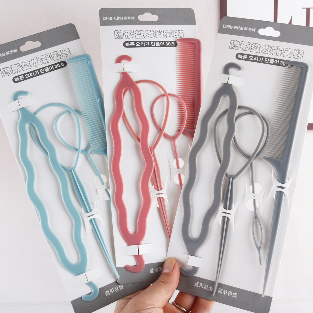 Korean New Hair Band Plastic Pattern Updo Gadget Four-Piece Hair Styling Tools Hair Extension Tool Hair Accessories