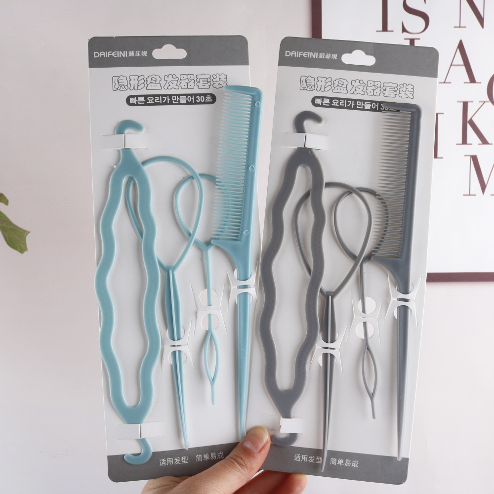 Korean New Hair Band Plastic Pattern Updo Gadget Four-Piece Hair Styling Tools Hair Extension Tool Hair Accessories