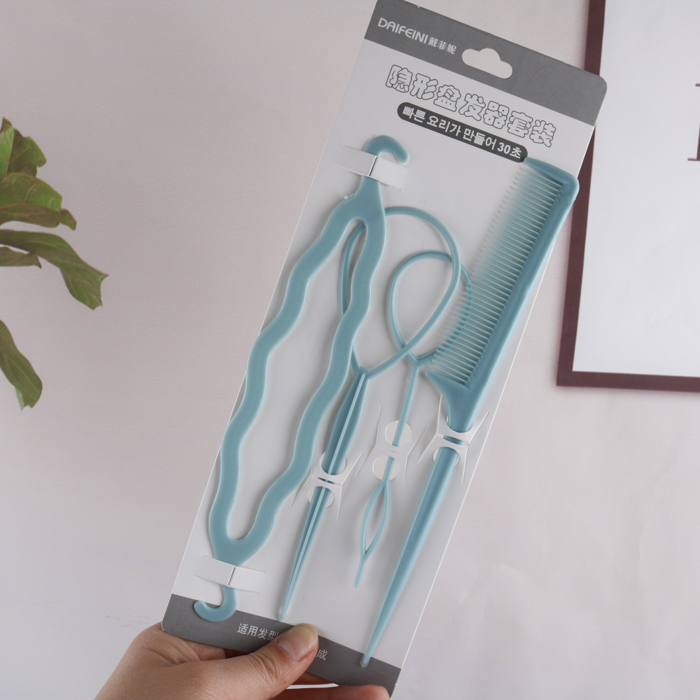 Korean New Hair Band Plastic Pattern Updo Gadget Four-Piece Hair Styling Tools Hair Extension Tool Hair Accessories