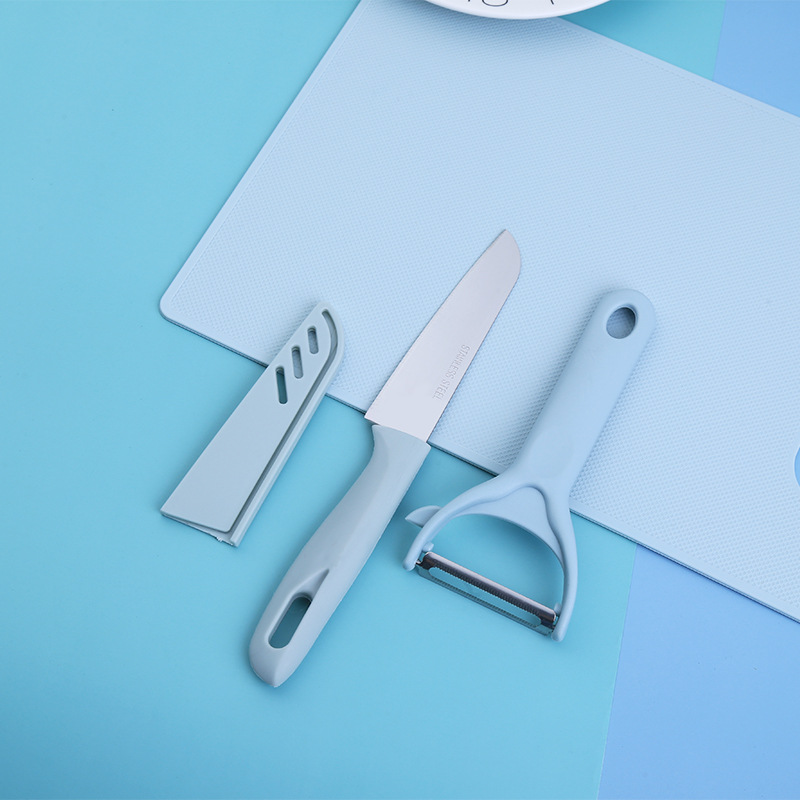 Factory Wholesale Portable Chopping Board Three-Piece Mini Fruit Knife Paring Knife Kitchen Tools Gift Set