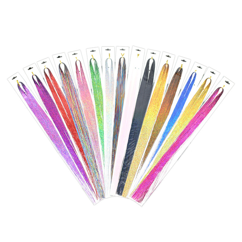 Tinsel Hair12 Color Colorful Gold and Silver Hair Extension Set Pliers Crochet Foreign Trade Colorful Laser Hair Extension