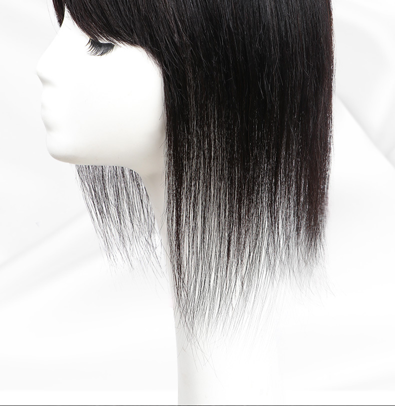 Top Hair Supplementing Piece Cover Gray Hair Wig Set Real Hair Bangs Women's Lightweight One-Piece Wig Hair Extension Pin Hairpiece