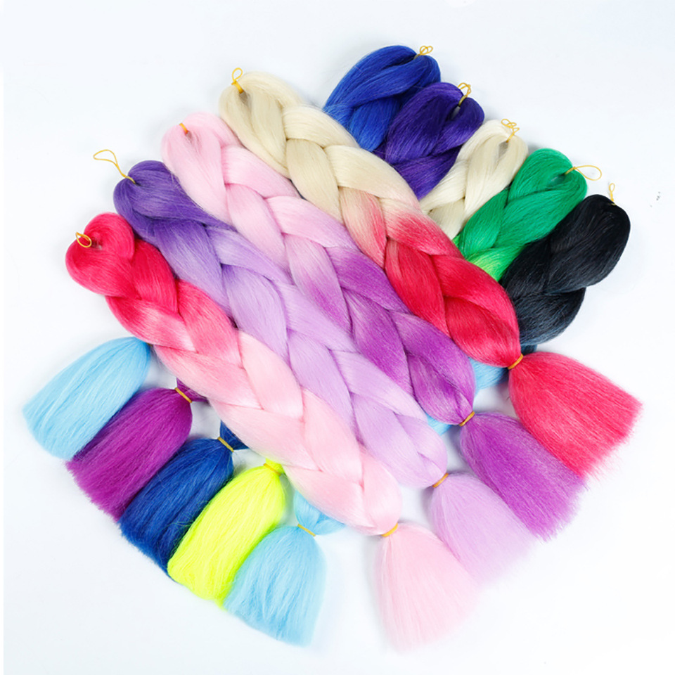 Wholesale African Braids Color Gradient Jumbo Braid Hair Temperature Silk Chemical Fiber Wig Extension Braids