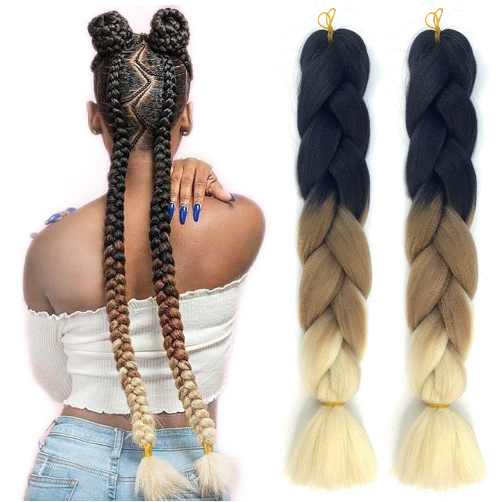 Wholesale African Braids Color Gradient Jumbo Braid Hair Temperature Silk Chemical Fiber Wig Extension Braids