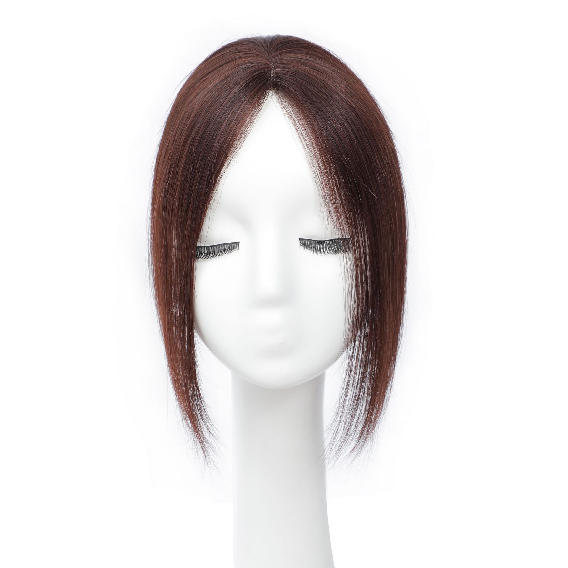 Wig Women&#039;s Long Hair Head Replacement Hair Extension Silk Mesh Bottom Human Hair Head Hairpiece Cover Gray Hair Wig Set