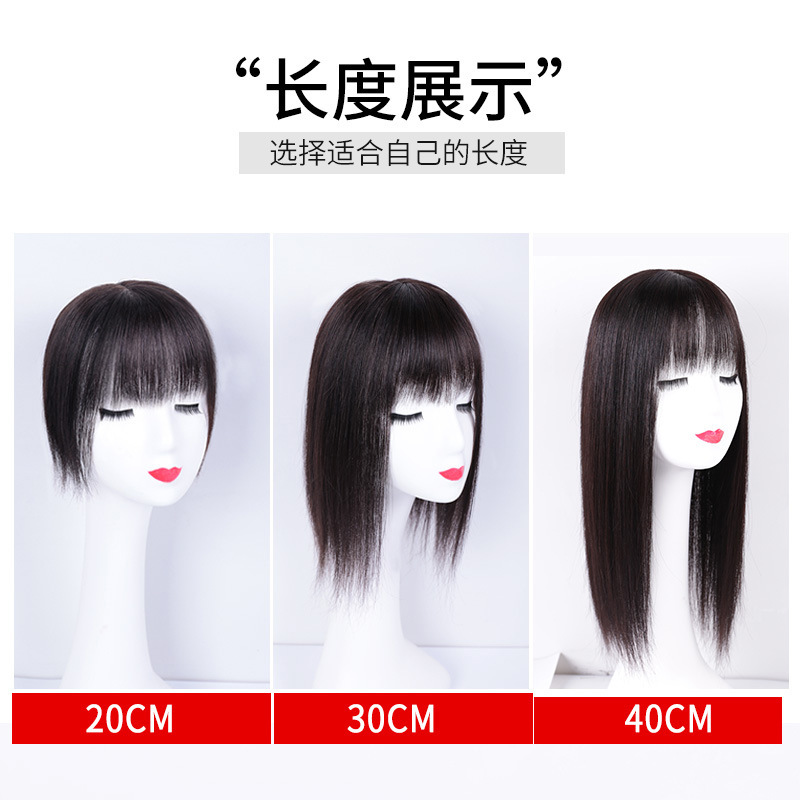 Wig Women&#039;s Long Hair Head Replacement Hair Extension Silk Mesh Bottom Human Hair Head Hairpiece Cover Gray Hair Wig Set