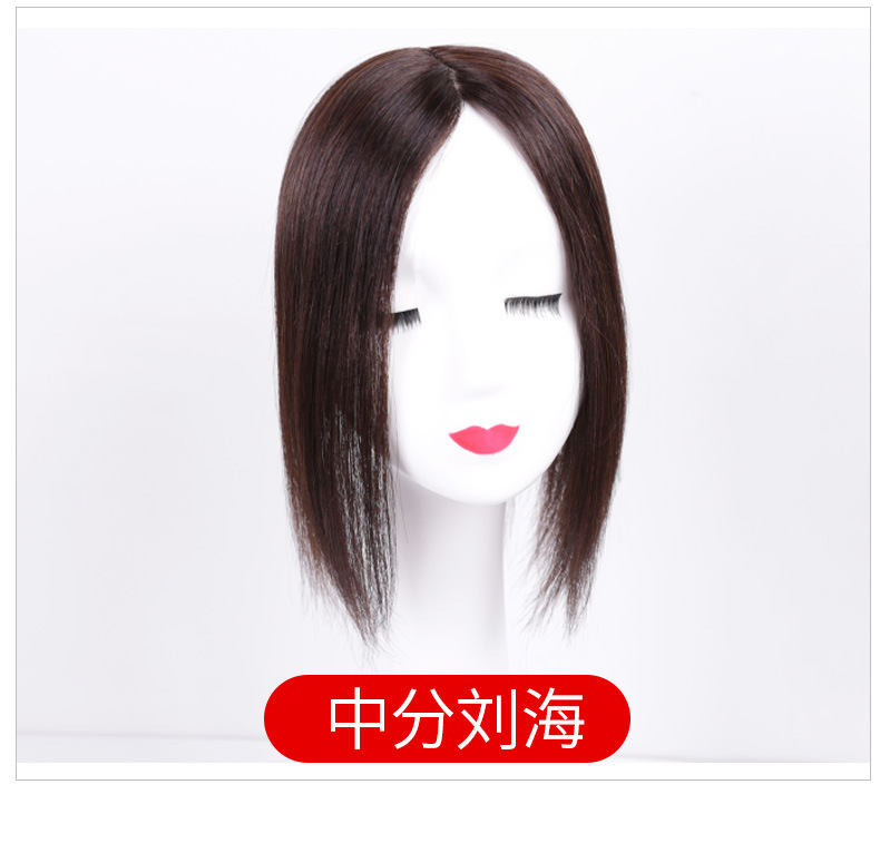 Wig Women's Long Hair Head Replacement Hair Extension Silk Mesh Bottom Human Hair Head Hairpiece Cover Gray Hair Wig Set
