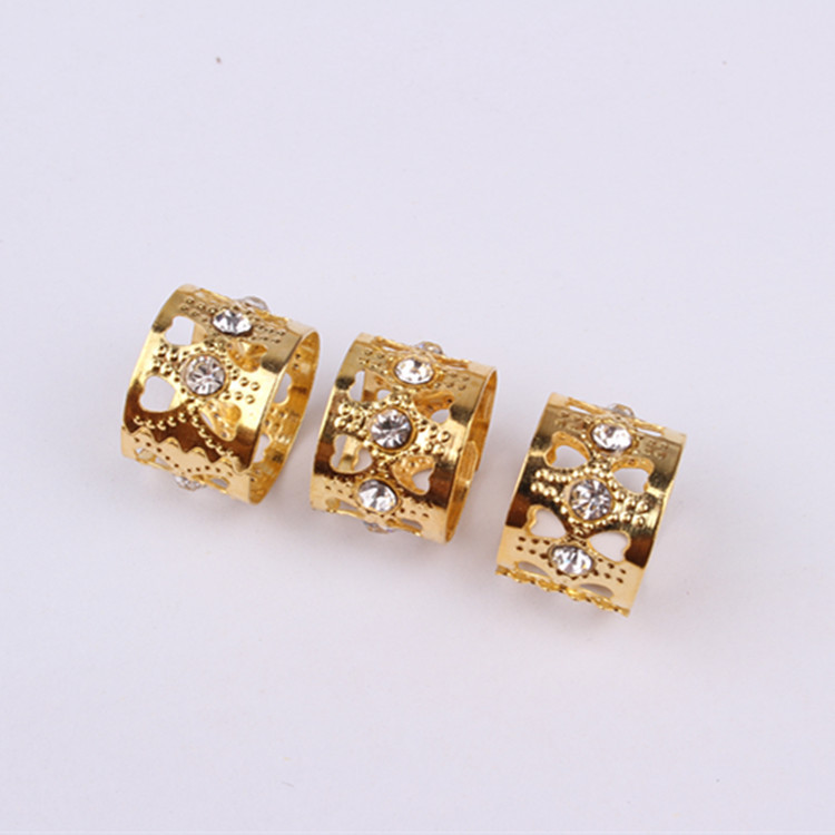 Wig Ornament Dreadlocks Hair Extension Buckle Hair Extension Ring Metal Hollow Hair Ring Hair Buckle Heart Shape with Diamond