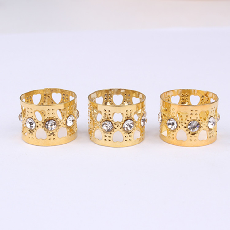 Wig Ornament Dreadlocks Hair Extension Buckle Hair Extension Ring Metal Hollow Hair Ring Hair Buckle Heart Shape with Diamond
