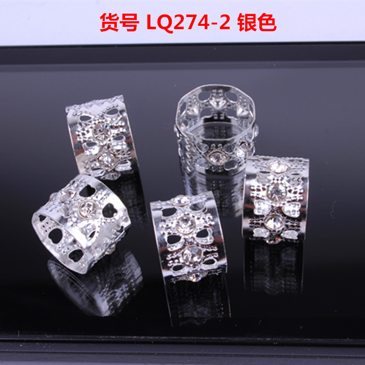 Wig Ornament Dreadlocks Hair Extension Buckle Hair Extension Ring Metal Hollow Hair Ring Hair Buckle Heart Shape with Diamond
