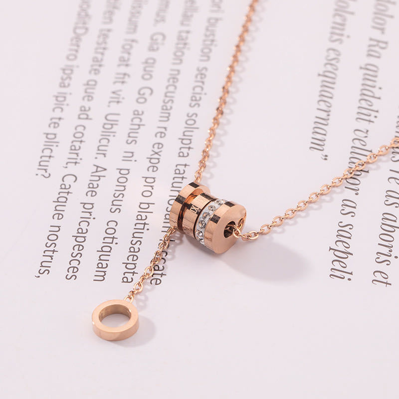Korean Style Trendy Simplicity 18K Rose Gold Swan Four-Leaf Clover Titanium Steel Necklace Female Clavicle Chain Ornament Wholesale