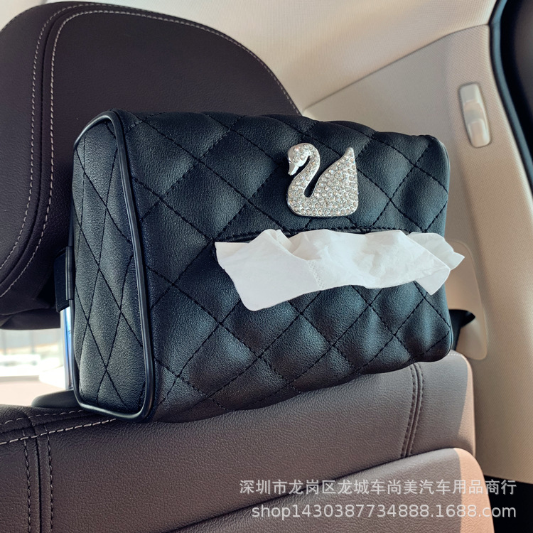 Car Tissue Box Hanging Creative Swan Car Sunshade Tissue Box Hand Box Car Chair Back Tissue Bag