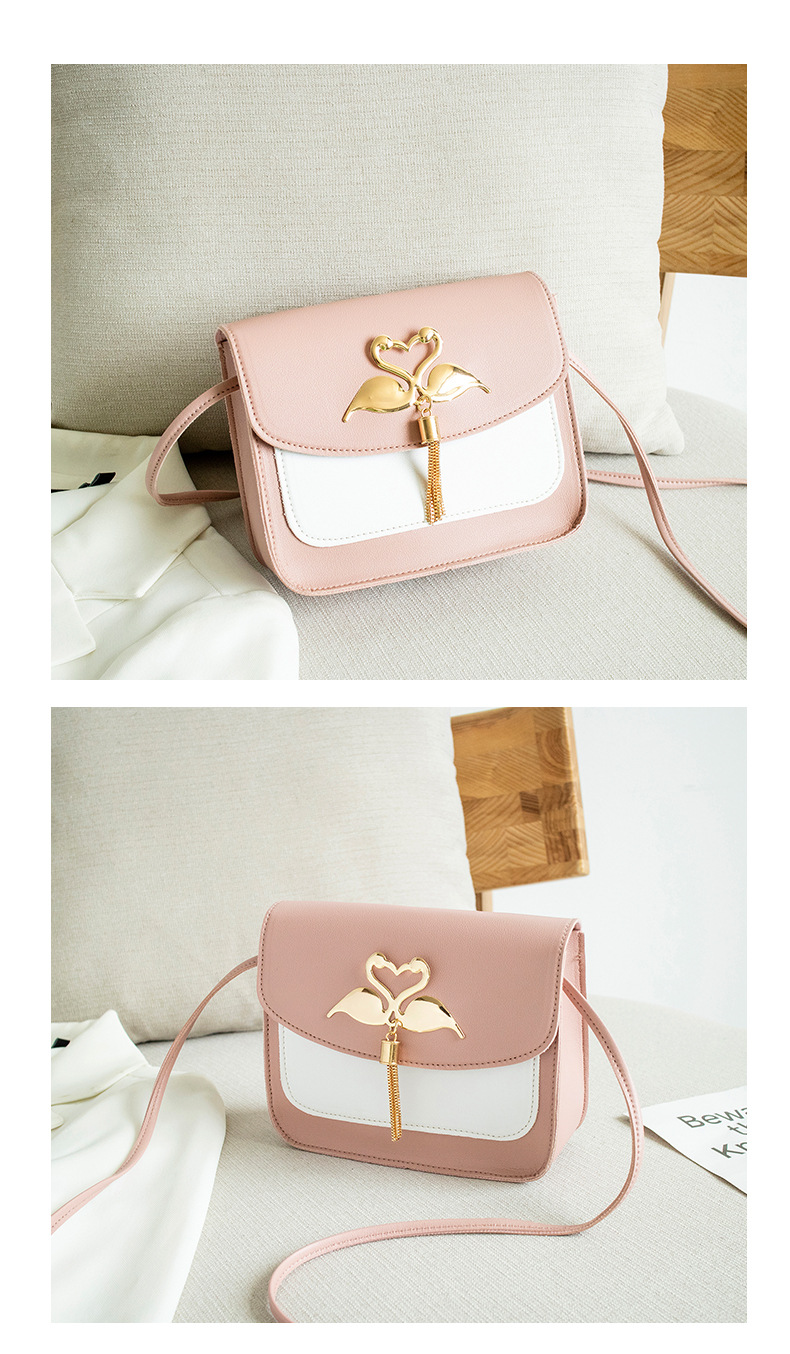 Gift Bag Wholesale Women's Bag Korean Style Cool Contrast Color Swan Small Square Bag 2021 Summer and Autumn New Collection One Shoulder Phone Bag