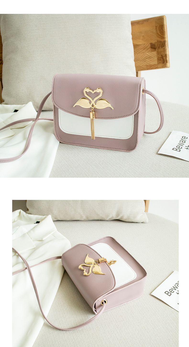 Gift Bag Wholesale Women's Bag Korean Style Cool Contrast Color Swan Small Square Bag 2021 Summer and Autumn New Collection One Shoulder Phone Bag