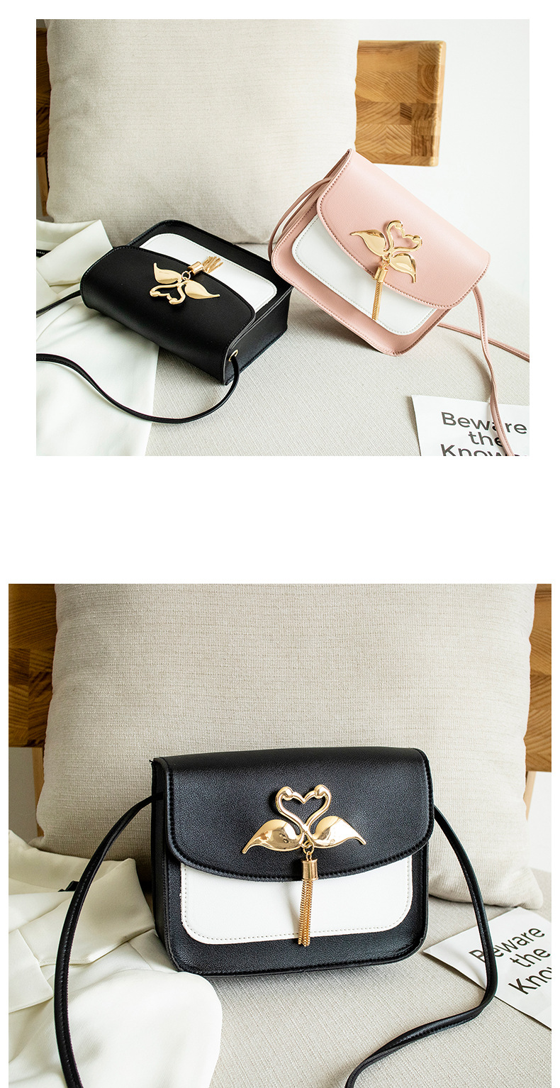 Gift Bag Wholesale Women's Bag Korean Style Cool Contrast Color Swan Small Square Bag 2021 Summer and Autumn New Collection One Shoulder Phone Bag