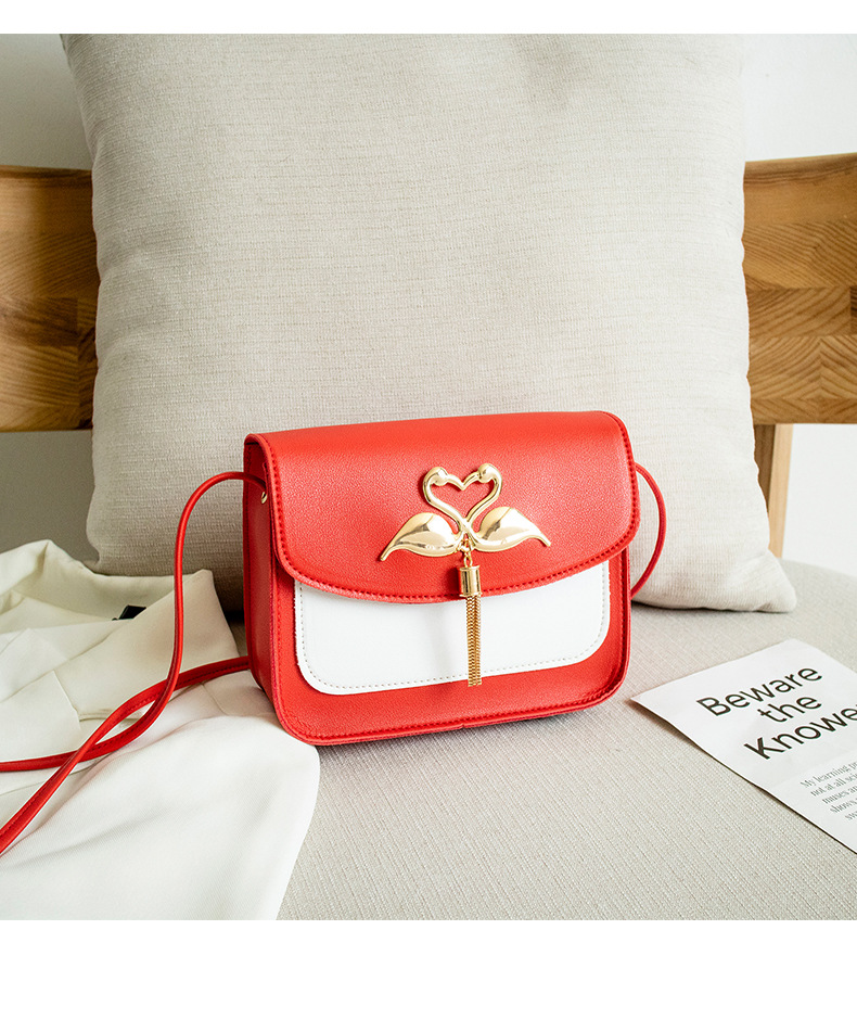 Gift Bag Wholesale Women's Bag Korean Style Cool Contrast Color Swan Small Square Bag 2021 Summer and Autumn New Collection One Shoulder Phone Bag