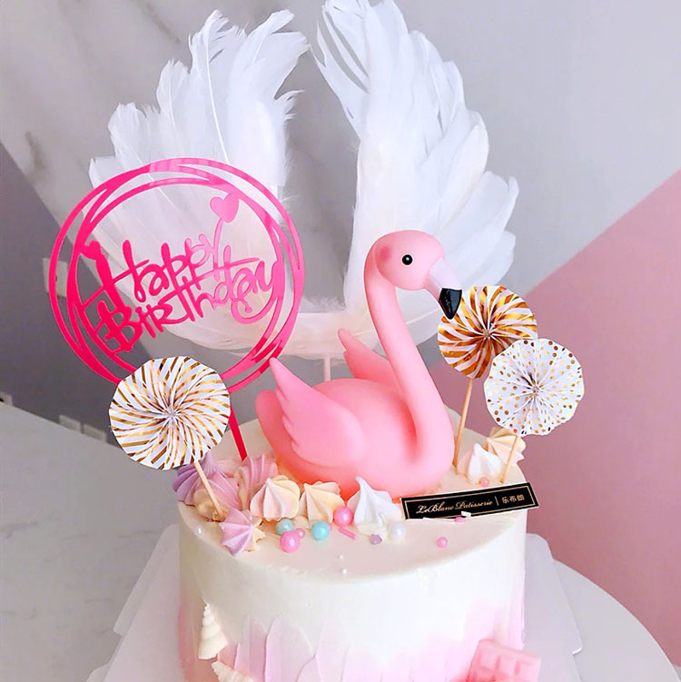 Flamingo Cake Decoration Valentine's Day Couple Children Princess Birthday Party Swan Decoration Pink Bird Plug-in Flamingo Cake Decoration Valentine's Day Couple Children Princess Birthday Party Swan Decoration Pink Bird Plug-in