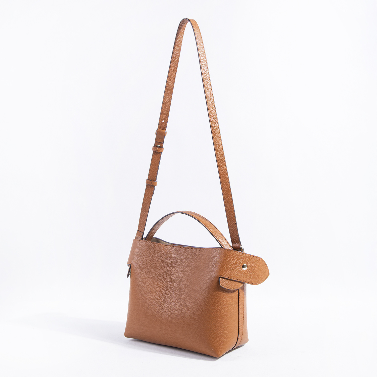 2022 Export to France Foreign Trade Niche Swan Baotou Layer Litchi Pattern Cowhide Tote Half-Handmade Commuter Women's Bag
