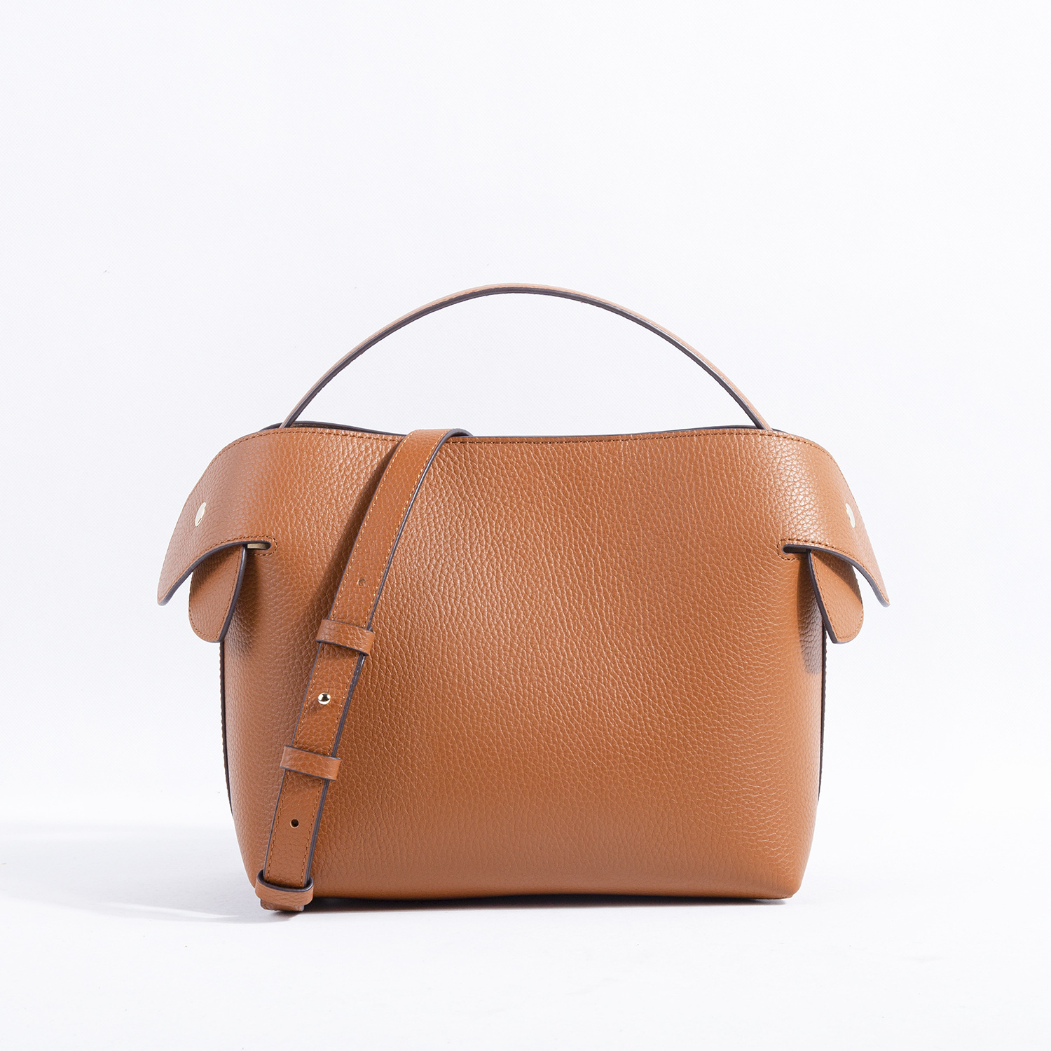 2022 Export to France Foreign Trade Niche Swan Baotou Layer Litchi Pattern Cowhide Tote Half-Handmade Commuter Women's Bag