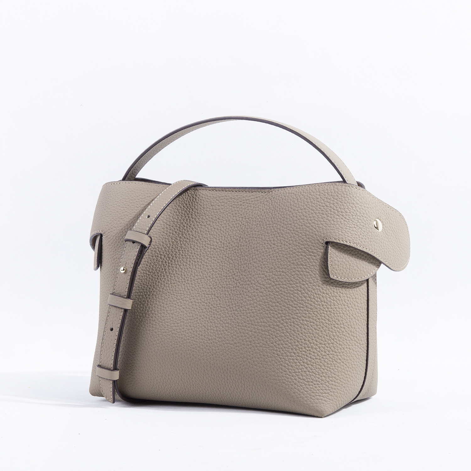 2022 Export to France Foreign Trade Niche Swan Baotou Layer Litchi Pattern Cowhide Tote Half-Handmade Commuter Women's Bag