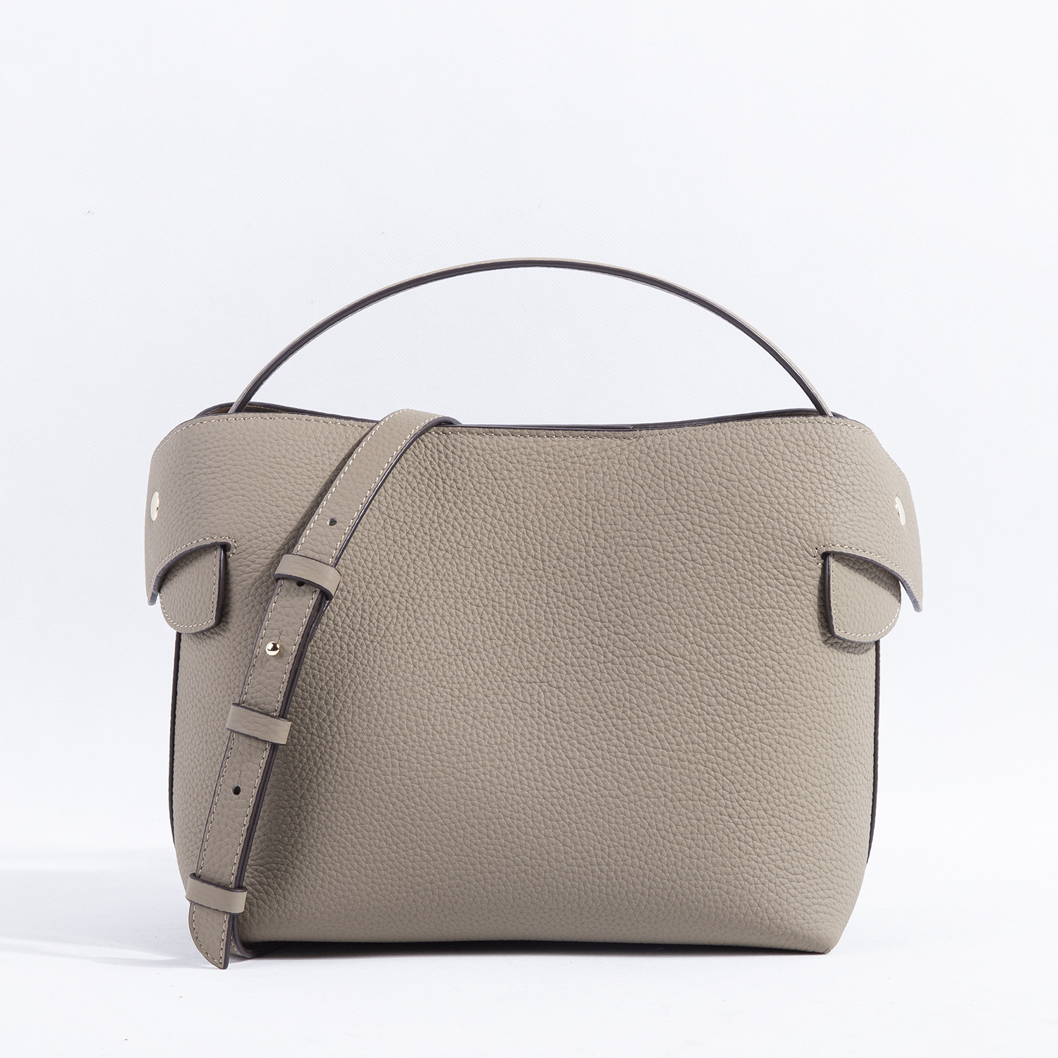 2022 Export to France Foreign Trade Niche Swan Baotou Layer Litchi Pattern Cowhide Tote Half-Handmade Commuter Women's Bag