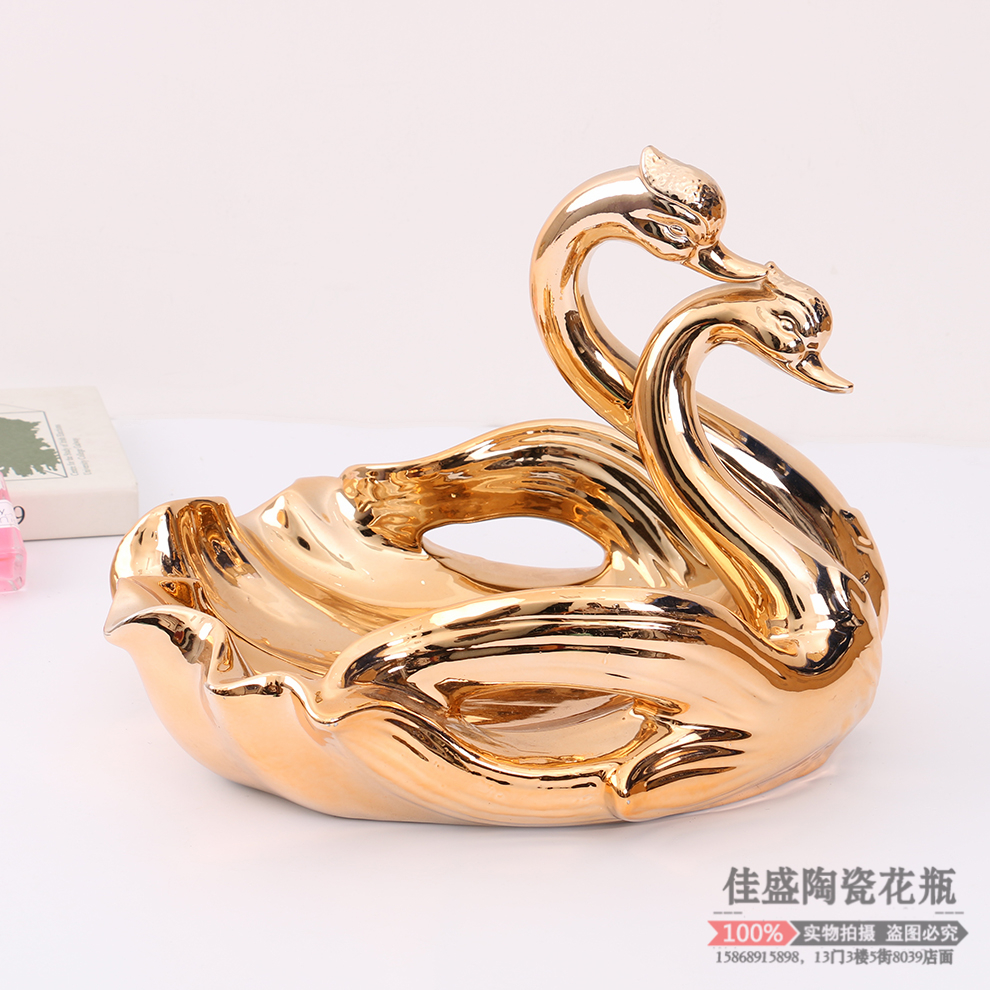 Wine Cabinet Living Room Decorations Creative Home Decoration Ceramic Neo Chinese Style Ornaments Swan Fruit Plate Candy Plate Modern Furnishings