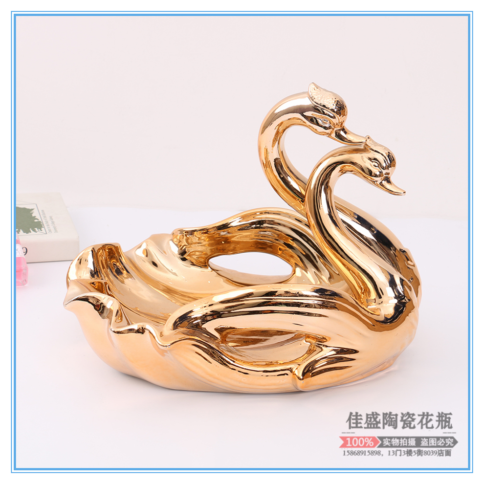 Wine Cabinet Living Room Decorations Creative Home Decoration Ceramic Neo Chinese Style Ornaments Swan Fruit Plate Candy Plate Modern Furnishings