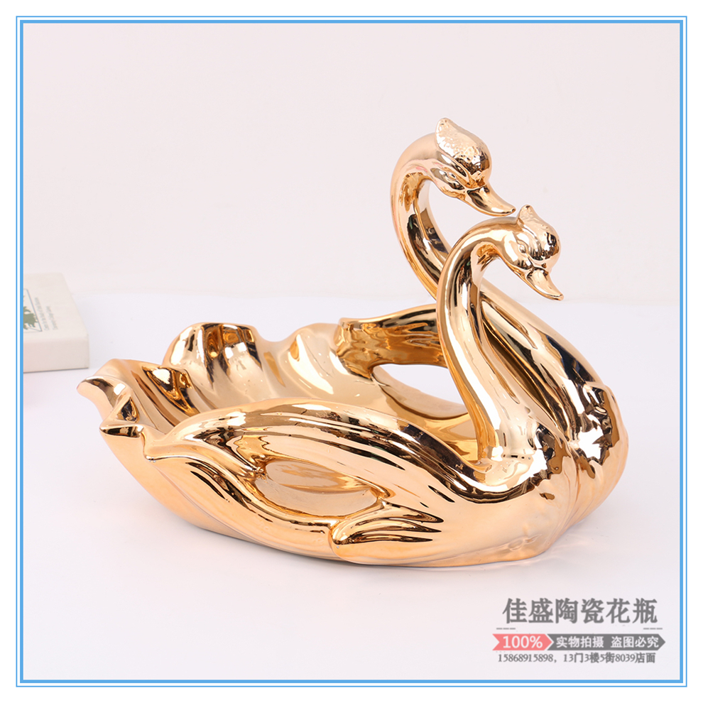 Wine Cabinet Living Room Decorations Creative Home Decoration Ceramic Neo Chinese Style Ornaments Swan Fruit Plate Candy Plate Modern Furnishings